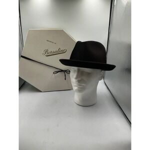 Borsalino Qualita Superiore Alessandria Dk Brown Fur Felt Fedora Italy Sz 7 1/8